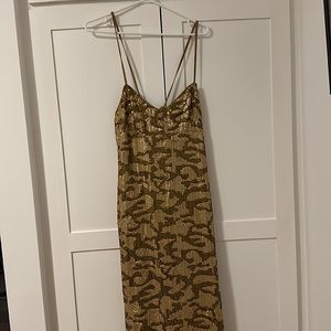 Anthropologie Gold Sequined Slip Midi Dress - NWT